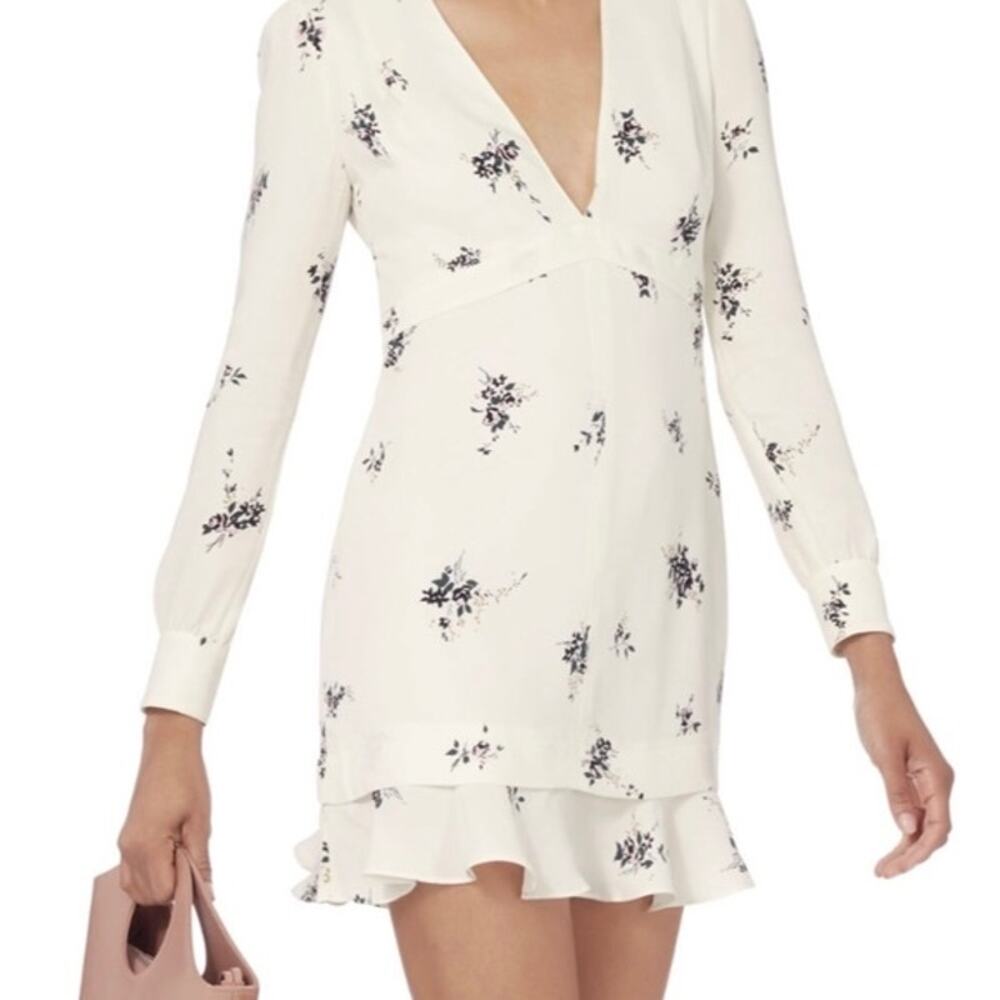 ALC Women's size 2 Silk Floral Sana Mini Dress Flounce Hem Brunch Going Out